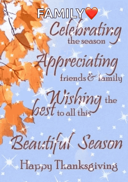 a family celebrating the season appreciating friends and family wishing the best to all this beautiful season happy thanksgiving greeting card