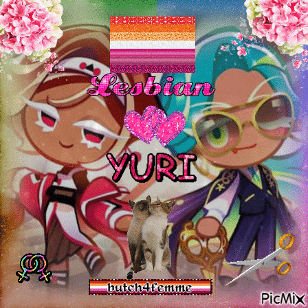 a picture of yuri and a cat with the words lesbian yuri