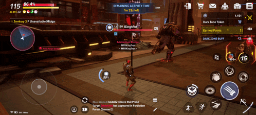 a screenshot of a video game shows that the remaining activity time is 1m 32s left
