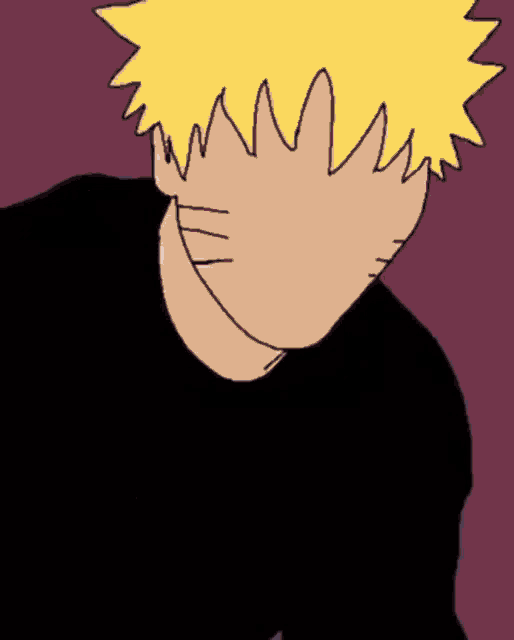 a cartoon drawing of a man with yellow hair covering his face with his hand .