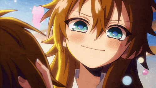 a close up of a girl with long hair and green eyes