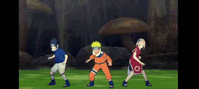 a group of cartoon characters jumping in the air