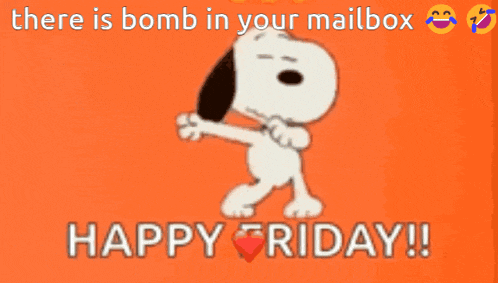 a picture of snoopy with the words " there is bomb in your mailbox "