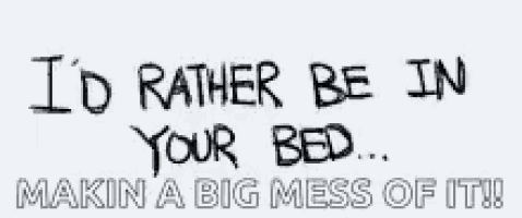 i 'd rather be in your bed ... making a big mess of it !