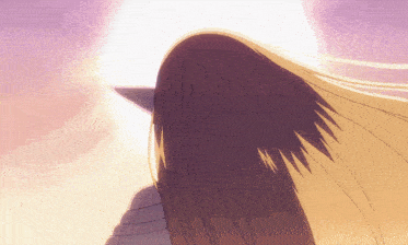 a drawing of a woman 's head with a purple sky in the background