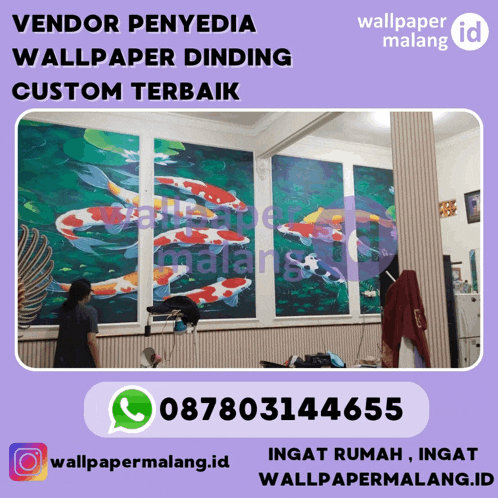 a poster for wallpaper malang shows a painting of fish