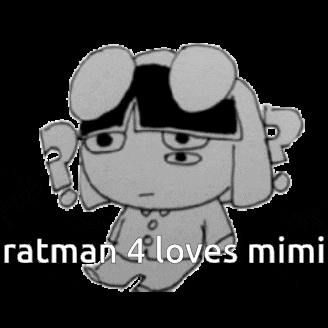a black and white drawing of a cartoon character with the words " batman 4 loves mimi " below it