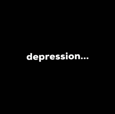 a cartoon drawing of a person with the word depression written on it