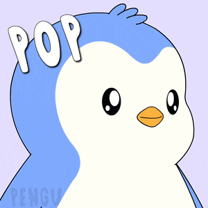 a penguin with the word pop written on its head