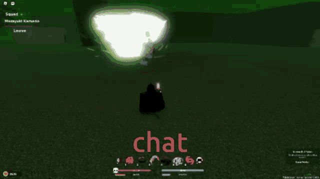 a screenshot of a video game with the word chat at the top