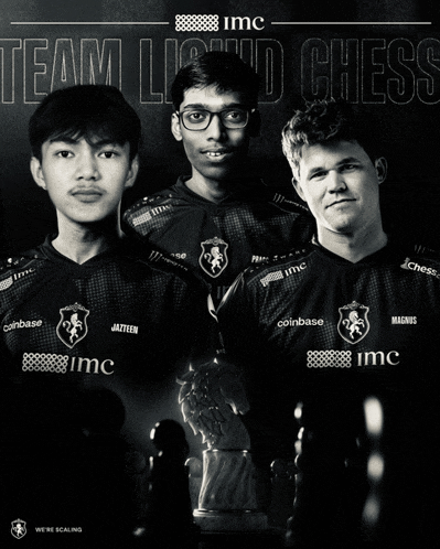 a poster for team liquid chess shows three players