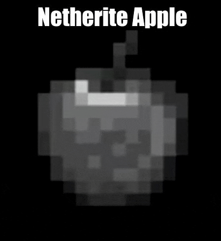 a black and white picture of a netherite apple