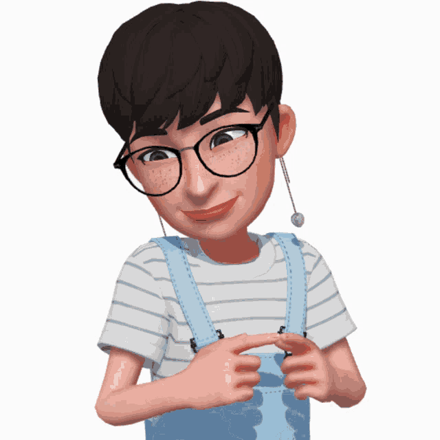 a cartoon character wearing glasses and overalls