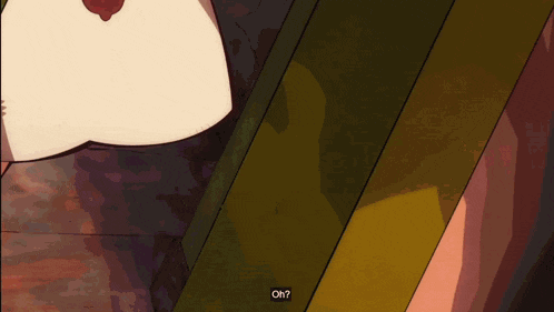 two anime girls are standing next to each other and one of them says " oh "