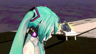 a computer generated image of a girl with headphones