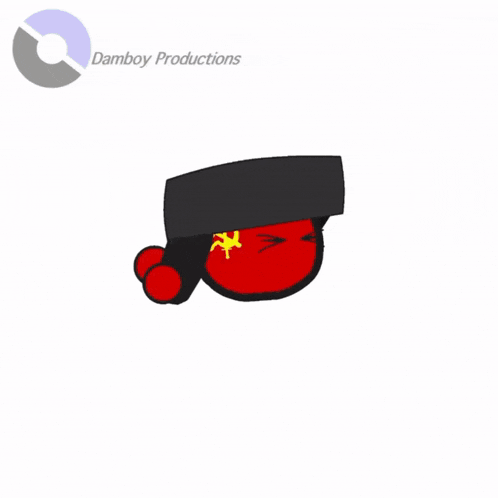 a computer generated image of a red hat with a yellow hammer and sickle on it