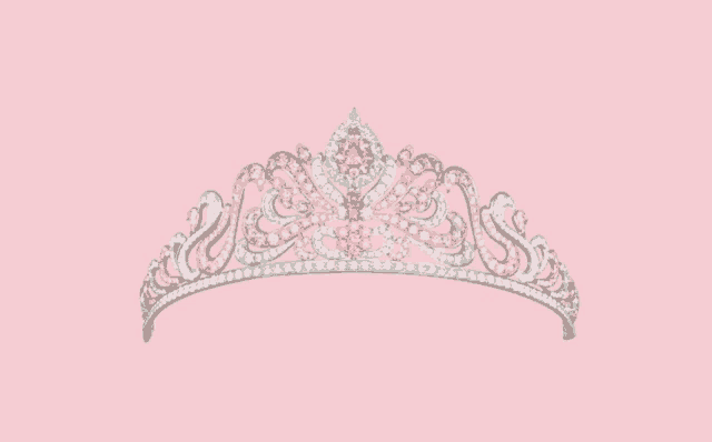 a pink and white tiara with a butterfly design