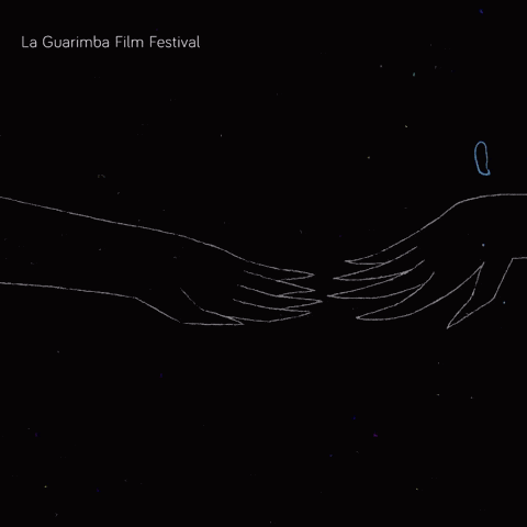a black background with a drawing of a hand and the words la guarimba film festival