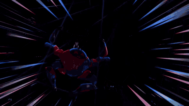 a boy is riding on the back of a robot .