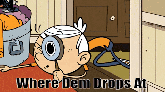 a cartoon of lincoln loud looking through a magnifying glass