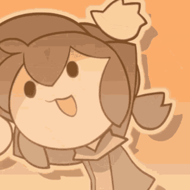 a cartoon drawing of a person wearing a hat with flowers on it