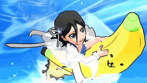 a cartoon of a girl riding a banana