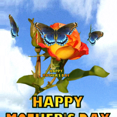 a happy mother 's day card with a butterfly on a flower