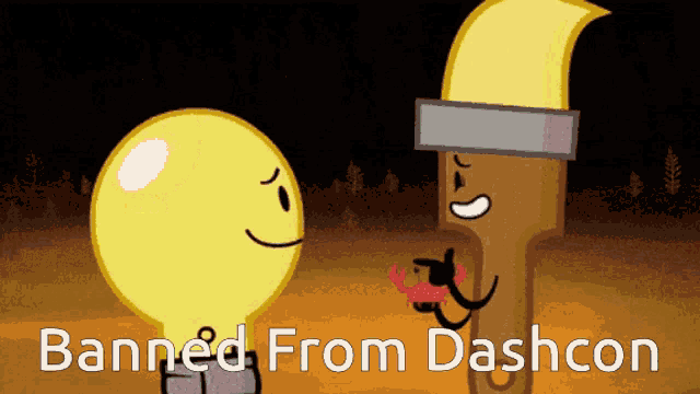 a picture of a light bulb and a paint brush with the words banned from dashcon