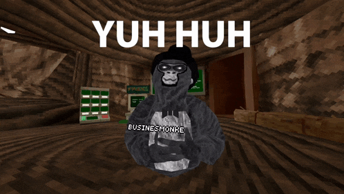a gorilla in a video game with the words yuh huh on the bottom