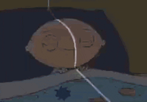 a cartoon character with a surprised look on his face is laying in bed