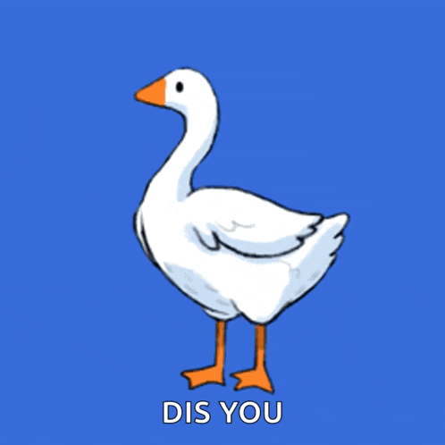 a cartoon of a duck with the words dis you underneath it