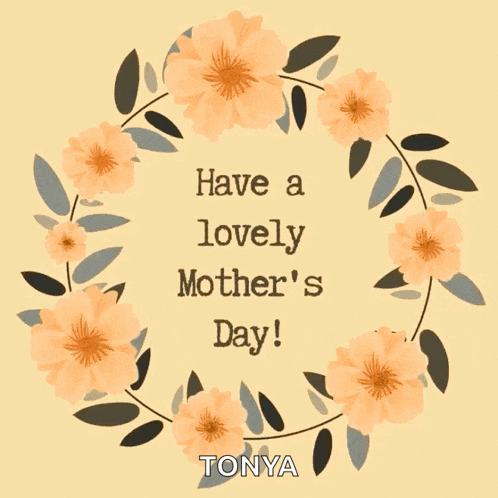 a greeting card for mother 's day with a wreath of flowers