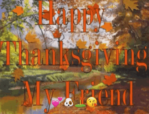 a happy thanksgiving message to a friend with leaves