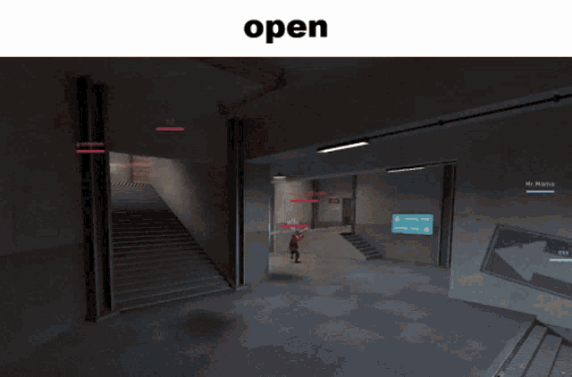 a screenshot of a video game with the word open on the top