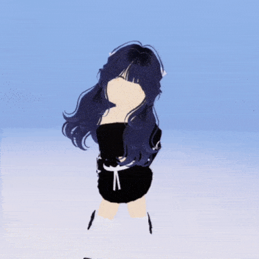 a girl with long black hair is wearing a black shirt with white stars on it