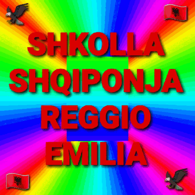 a colorful background with eagles and the words " emilia " in red