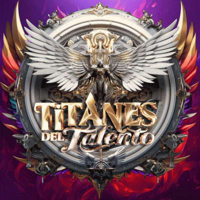 a logo for titanes del talento shows a winged angel