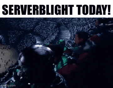 a group of people standing in front of a crowd with the words serverblight today written on the bottom .