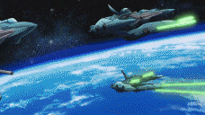 a computer generated image of a space ship flying over the earth