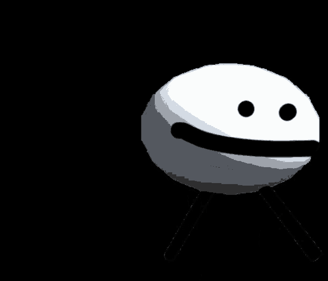 a white face with black eyes and a smile