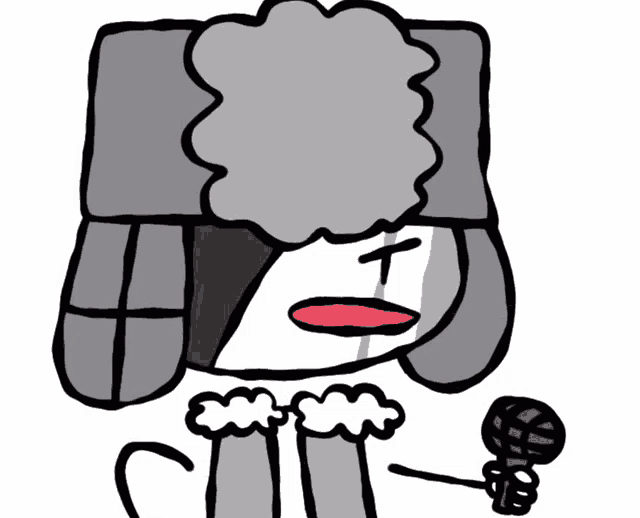 a cartoon drawing of a person with a microphone