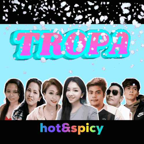 a group of people standing in front of a sign that says tropa
