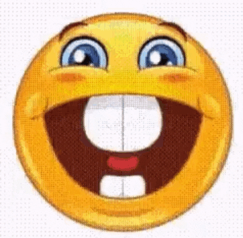 a cartoon smiley face with big teeth and a big smile on it .