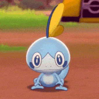 a cartoon character is standing on a dirt field .