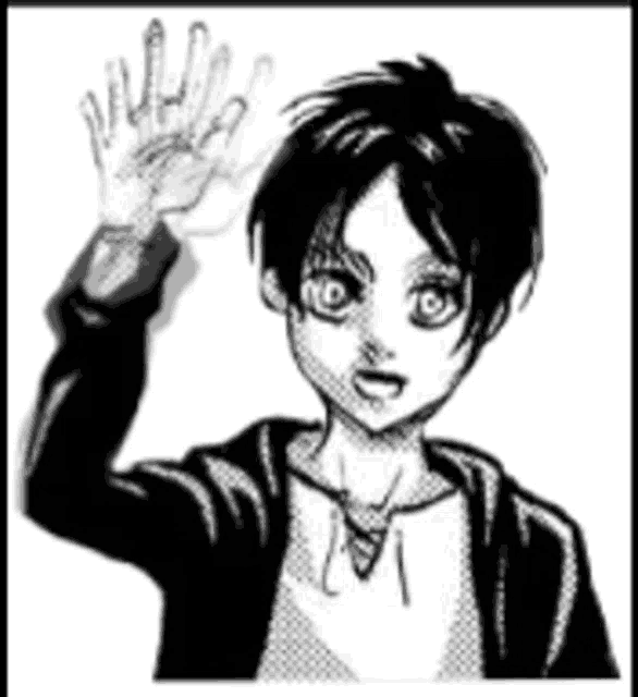 a black and white drawing of eren from attack on titan .
