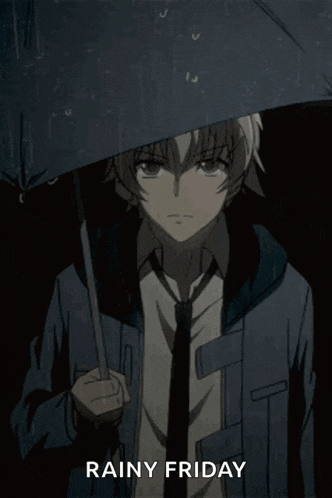a man in a suit and tie holding an umbrella with the words rainy friday written below him