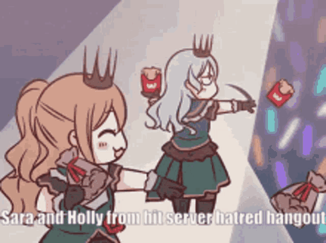 sara and holly from hit server hatred hangout in a cartoon