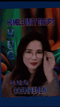 a girl is surrounded by music notes and the words humble unity group 's