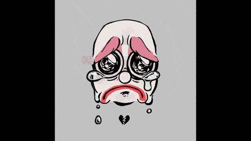 a pixelated image of a clown 's face with tears coming out of his eyes