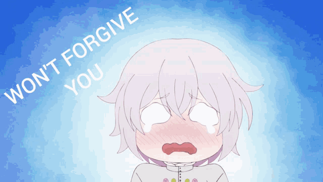a drawing of a girl with the words " won t forgive you " behind her